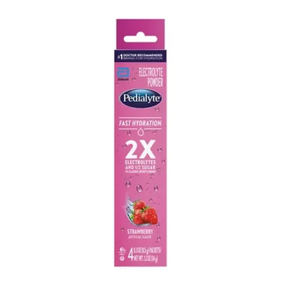 Pedialyte Fast Hydration Electrolyte Powdered Drink - Strawberry - 1.2oz/4pk image {7}