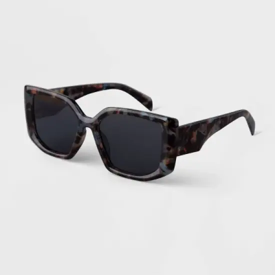 Women's Tortoise Shell Print Angular Square Sunglasses - A New Day&trade; Blue image {1}