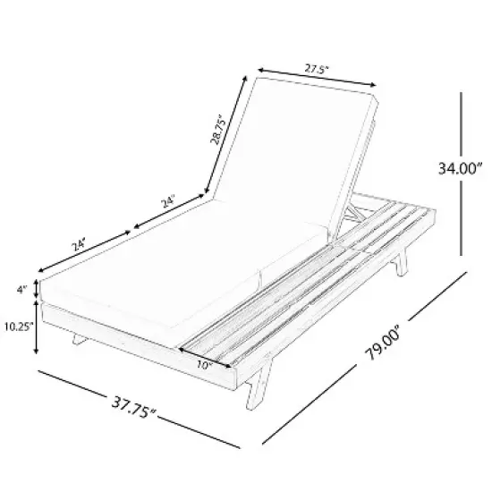 Christopher Knight Home Dawn Patio Rustic Acacia Wood Adjustable Chaise Lounge with Water-Resistant Cushion image {2}