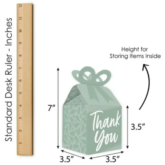Big Dot of Happiness Sage Green Elegantly Simple - Square Favor Gift Boxes - Guest Party Favors Bow Boxes - Set of 12 image {5}