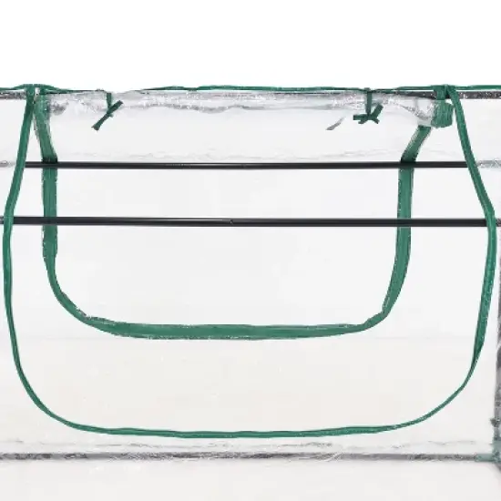 Sunnydaze Mini Greenhouse with 2 Zippered Side Doors - Clear image {2}