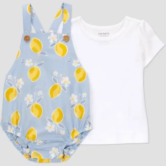 Carter's Just One You&reg; Baby Girls' Lemon Bubble Overalls Set - Blue/Yellow image {5}