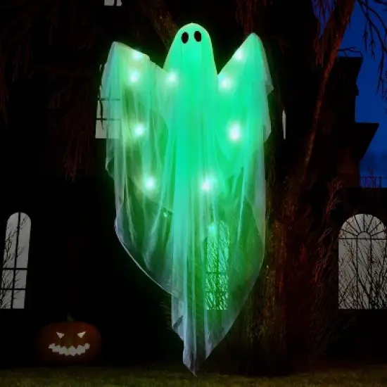 Joyfy Halloween Hanging Ghost Outdoor Decoration, 47&rdquo; LED Light Hanging Ghost Halloween Hanging Decoration for Indoor Outdoor Party Decor image {11}