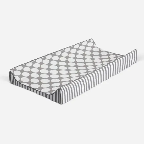 Bacati - Dots/Pin Stripes Gray Large Dots Changing Pad Cover image {6}