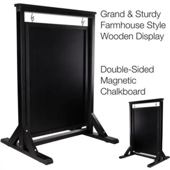 Excello Global Products Rustic Handcrafted Chalkboard Sign: Sidewalk Sign Message Board with Double Sided Display image {2}