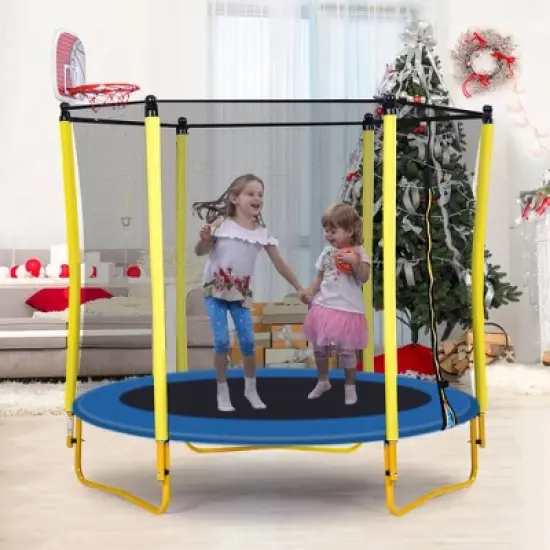 Dexmalle Outdoor & Indoor Mini Toddler Trampoline with Enclosure image {3}
