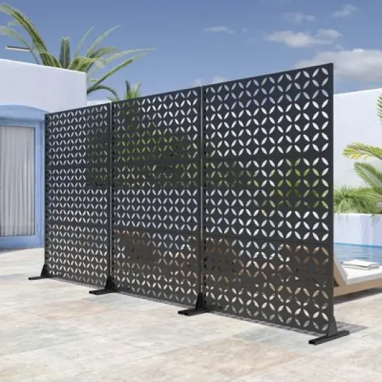 PexFix 72 in. H x 47 in. W Outdoor Metal Privacy Screen Garden Fence Star Pattern Wall Applique image {3}