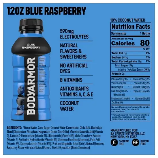 BODYARMOR Blue Raspberry Sports Drink - 8pk/12 fl oz Bottles image {5}