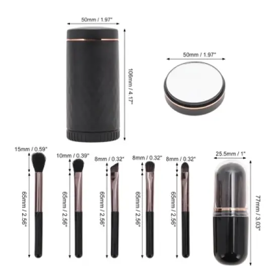 Unique Bargains Professional Makeup Brush Set with Mirror 7 Pcs image {2}