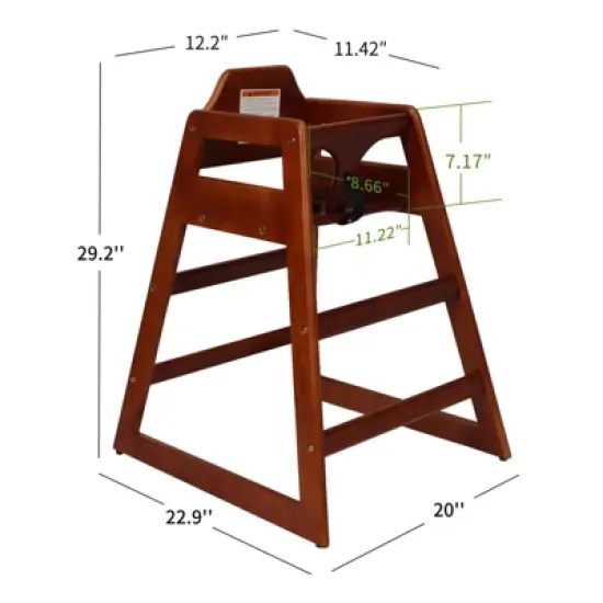 Dronkon Pine Wood Baby High Chair, Walnut image {2}