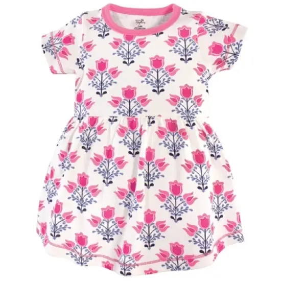 Touched by Nature Baby and Toddler Girl Organic Cotton Dress and Cardigan 2pc Set, Abstract Flower image {3}