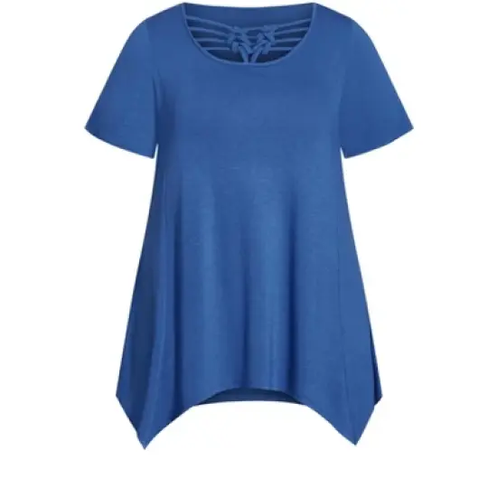 Women's Plus Size Knotted Cage Tunic  - Beacoup Blue | AVENUE image {2}