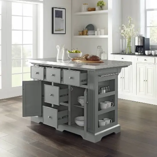 Julia Stainless Steel Top Kitchen Island - Crosley image {2}