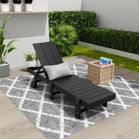 WestinTrends Ashore Modern Poly Reclining Chaise Lounge With Wheels image {1}