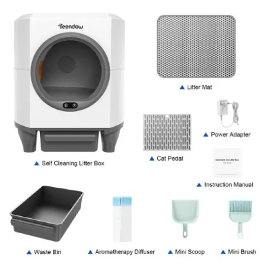 Automatic Self-Cleaning Cat Litter Box with 80L Capacity, Odor Control, APP Control,Washable Design, for Multiple Cats, Includes Mat image {8}