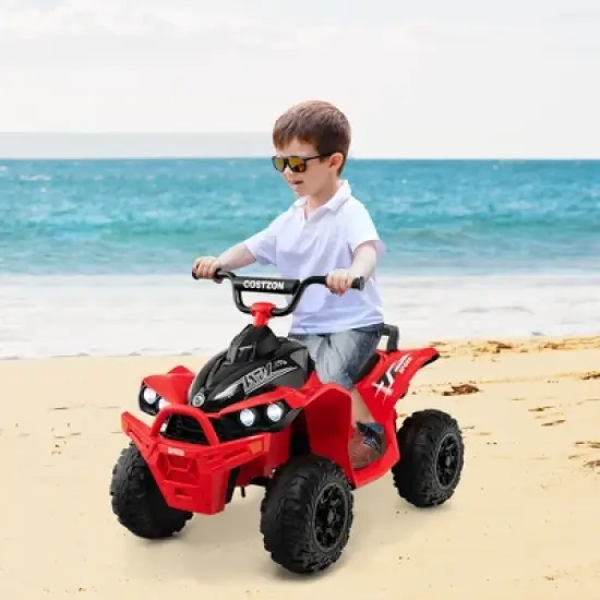Costway 12V Battery Powered Kids Ride On ATV Electric 4-Wheeler Quad Car with  MP3 & Light image {2}