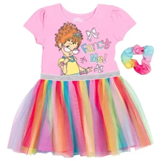 Disney Fancy Nancy Short Sleeve Tutu Dress Scrunchy Set Pink  image {9}