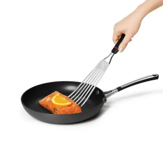 OXO Fish Turner 13.65"x3.5": Stainless Steel Slotted Cooking Spatula, Dishwasher-Safe, Black Handle image {4}