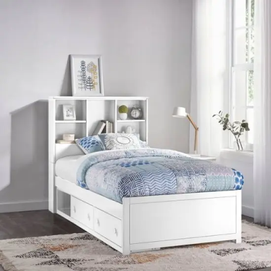 Twin Caspian Bookcase Bed with Storage Unit White - Hillsdale Furniture image {1}