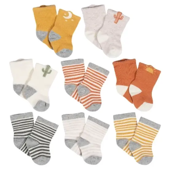 Gerber Baby Neutral 8-Pack Jersey Wiggle Proof&reg; Socks Southwest image {9}