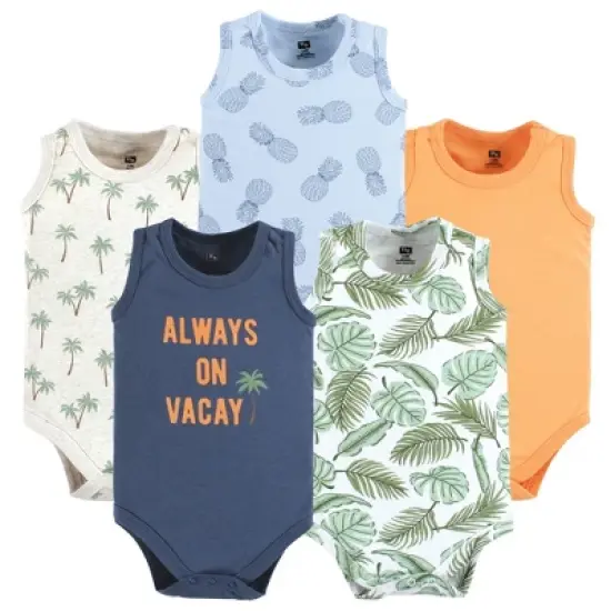 Hudson Baby Infant Boy Cotton Sleeveless Bodysuits, Vacay image {7}