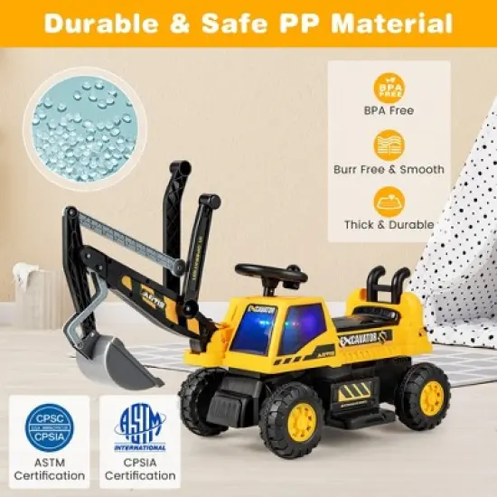 Costway Kids Ride on Excavator Digger Electric Construction Vehicles with  Lights & Music image {7}
