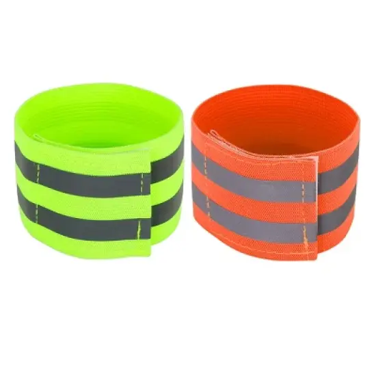 Unique Bargains Wrist Reflective Bands Tape Straps Bracelet Green Orange 4 Pcs image {4}