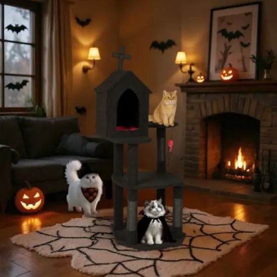 Karl Home 57 inch Gothic Halloween3-Tier Cat Tree image {7}