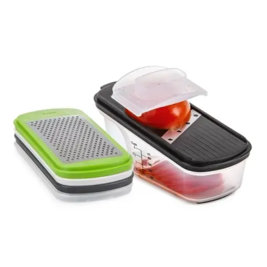 Prepworks 7pc Grate Slice and Store Set: Mandoline & Cucumber Slicer, Grater, Dishwasher-Safe, Stainless Steel Blades image {3}