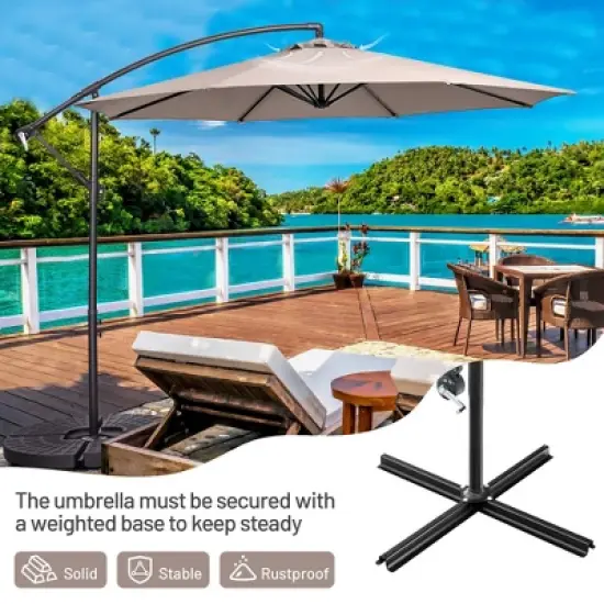Costway  10 FT Patio Offset Umbrella w/8 Ribs Cross Base Tilt image {6}