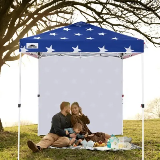 EAGLE PEAK 6.6x6.6 Pop Up Canopy Tent with One Sidewall, 8 Stakes and 4 Ropes image {7}