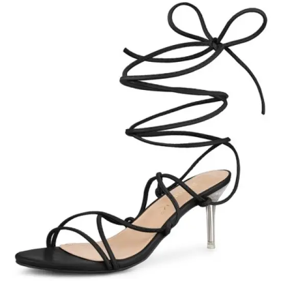 Allegra K Women's Lace Up Strappy Stiletto Heel Sandals image {6}