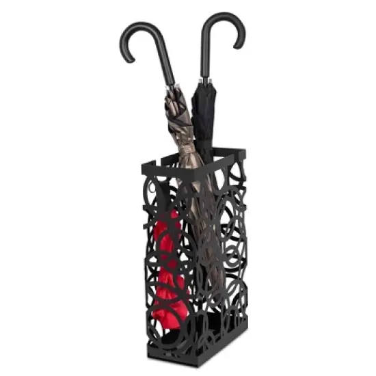 BirdRock Home Umbrella Holder Stand with Removable Water Tray - Circle Design - Black image {3}