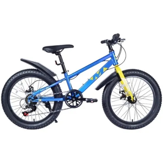 NAYSAYE Bicycle 20 Inch Fat Tire Mountain Bike 7 Speed for Adults Ideal for Beach and Snow, Blue, 55.12"22.83"32.68" image {5}
