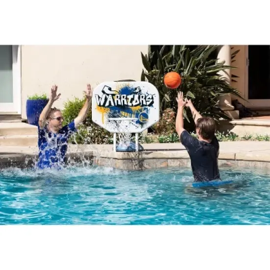 Poolmaster Graffiti Collection NBA Golden State Warriors Poolside Hoop Set Durable All-Weather Base image {1}