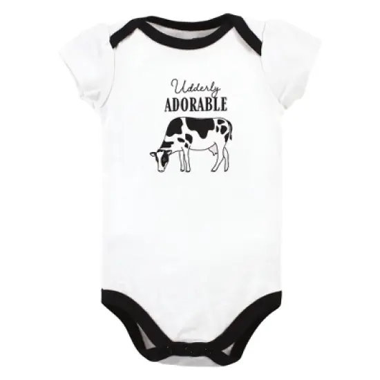 Hudson Baby Infant Girl Cotton Bodysuits, Udderly Adorable image {2}