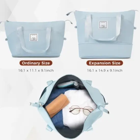 Wooakway 4-Piece Blue Luggage Set with 20, 24inch ABS+PC Hard Shell USB Port Front Opening Expandable Travel Bag image {9}