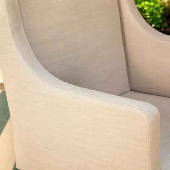 Captiva Designs 7pc Patio Dining Set Wood-look Rectangle Table & Cushioned Metal Chairs image {9}