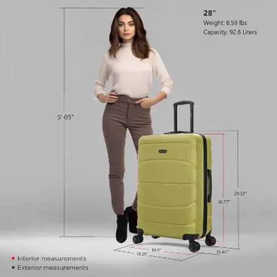 DUKAP Sense Lightweight Hardside Large Checked Spinner Suitcase - Green image {6}