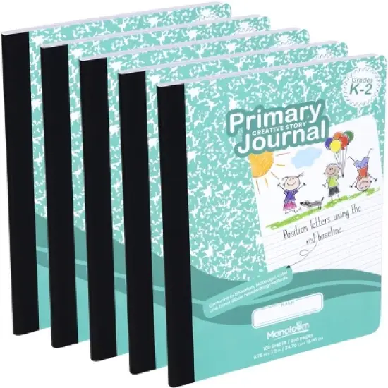Manaloom Primary Journal Notebook Grades K-2 &ndash; 5 Pack &ndash; 100 Sheets, 9.75" x 7.5" &ndash; Primary Ruled with Drawing Space image {6}
