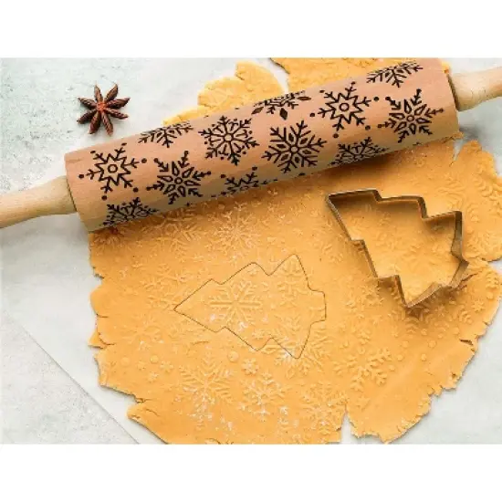 Harold Imports Snowflake Embossed Rolling Pin image {2}