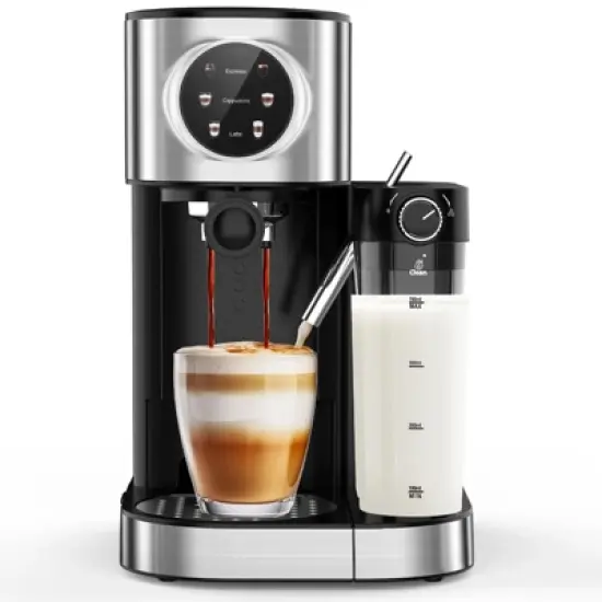 Kismile Espresso Machine 20Bar, Cappuccino Machine with Automatic Milk Frother,3 in 1 Professional Espresso Maker with Capsule Compatible image {8}