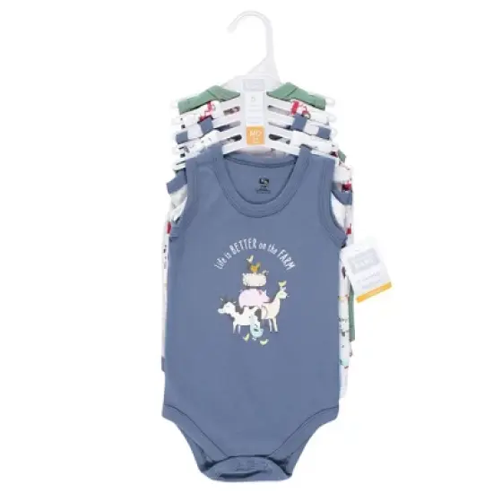 Hudson Baby Infant Boy Cotton Sleeveless Bodysuits, Boy Farm Animals image {1}