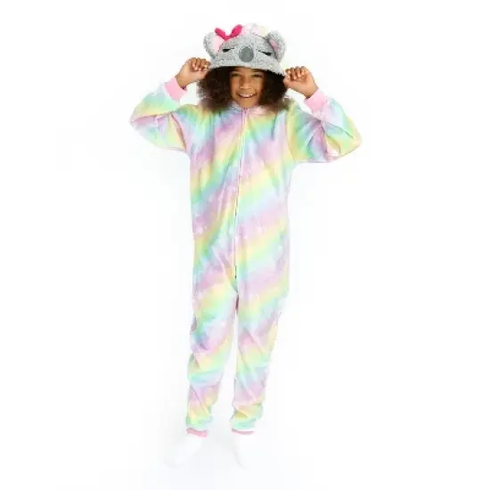 Sleep On It Girls Ombre Koala Bear Zip-Up Hooded Sleeper Pajama with Built Up 3D Character Hood image {5}