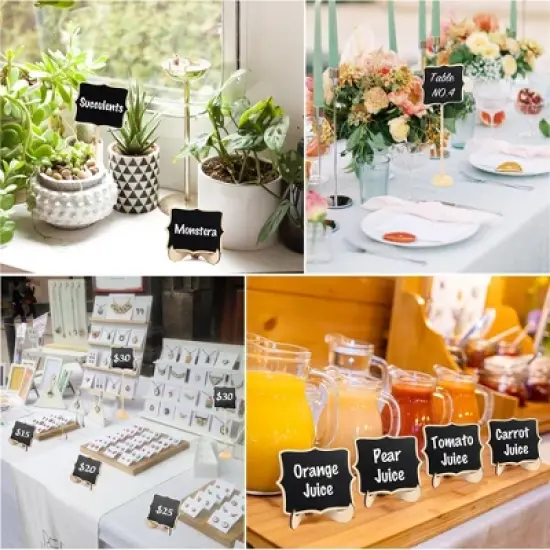 LotFancy 20 Pack Wood Mini Chalkboard Signs, Food Labels for Party Buffet, Black image {5}