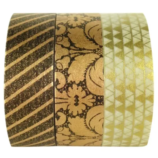 Wrapables Imperial Gold Japanese Washi Masking Tape (Set of 3) image {3}