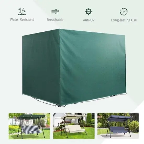 Resenkos Patio Furniture Covers,Outdoor Swing Cover,3-Seater Patio Swing Cover, Outdoor Garden Protection Hammock Cover Waterproof, Dark Green image {10}