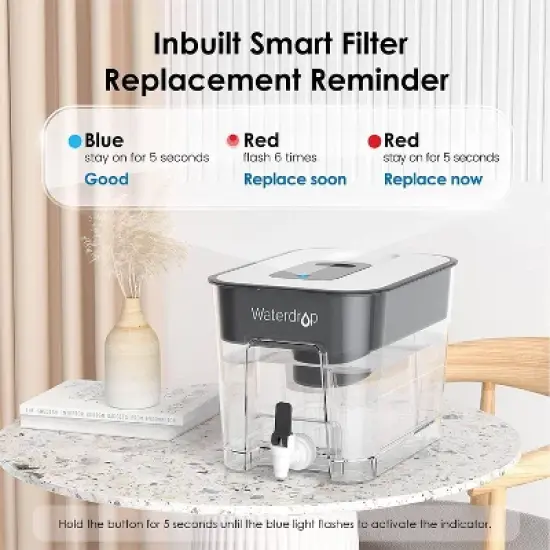 Waterdrop 200gal Long-Life 40 Cup Large Water Filter Dispenser with 1 Filter image {8}