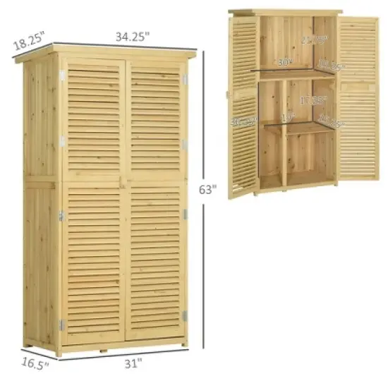 Resenkos Storage Garden Shed,Garden Sheds,5' x 3' Garden Sheds & Outdoor Storage with Asphalt Roof & 2 Large Wood Doors with Lock, Natural Natural image {2}