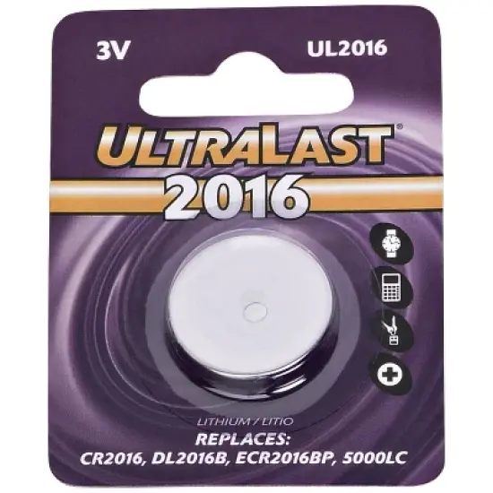 Ultralast&reg; UL2016 CR2016 Lithium Coin Cell Battery in Silver image {2}